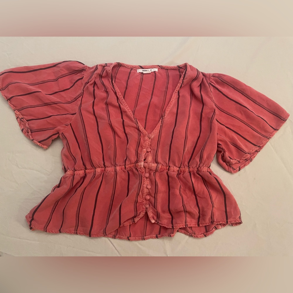 O'Neill Coral Vertical Stripe Button Up Blouse